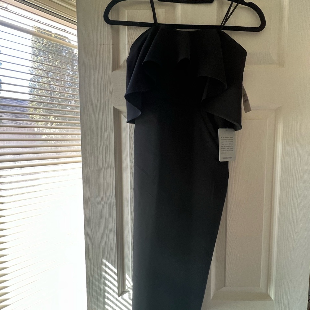 Nordstrom Black Strapless Dress with Ruffle Detail